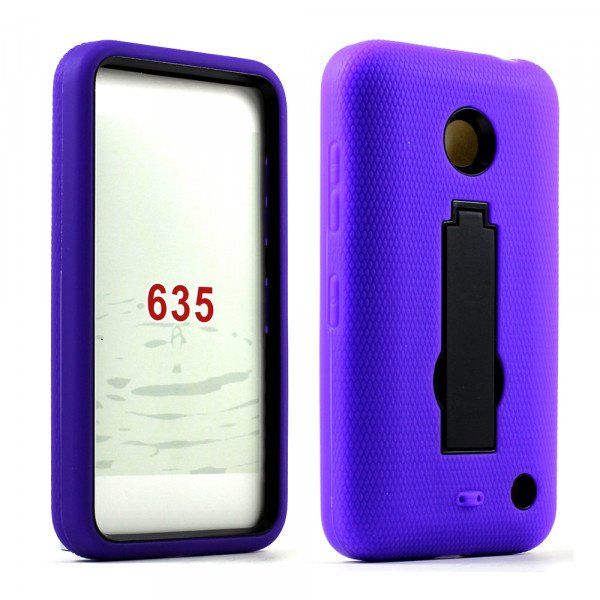 Wholesale Nokia Lumia 635 Armor Hybrid Stand Case (Purple Black)